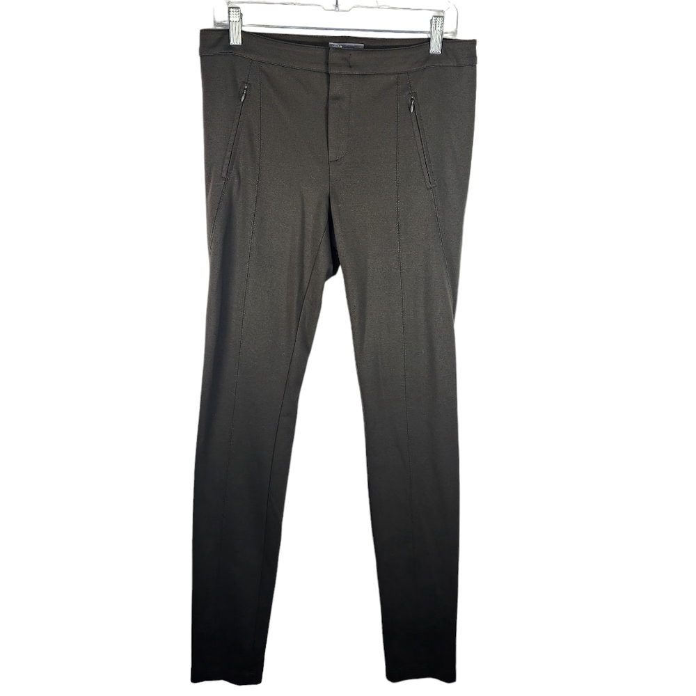 VINCE Womens 10 Stretchy Dress Work Pants Faux Zippers Skinny Leg Olive Green - Picture 1 of 6